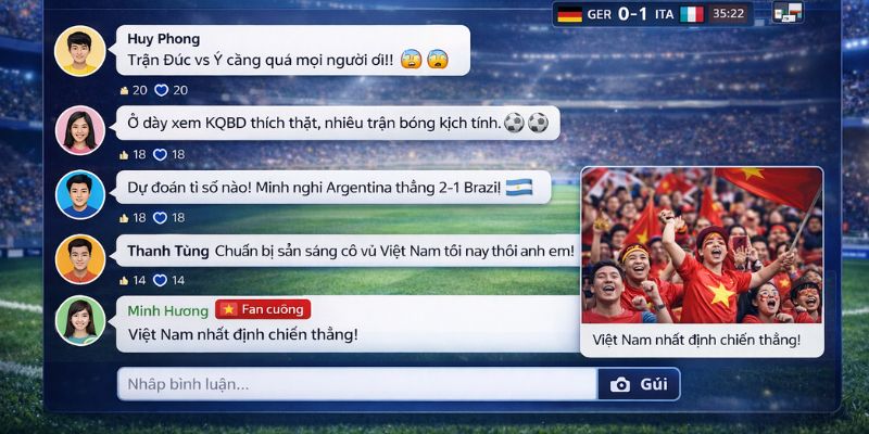 Không gian tương tác sôi nổi dành cho fan bóng đá trên Kqbd