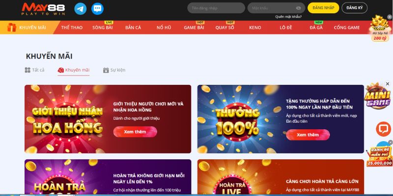 Khuyến mãi cực khủng của MAY88